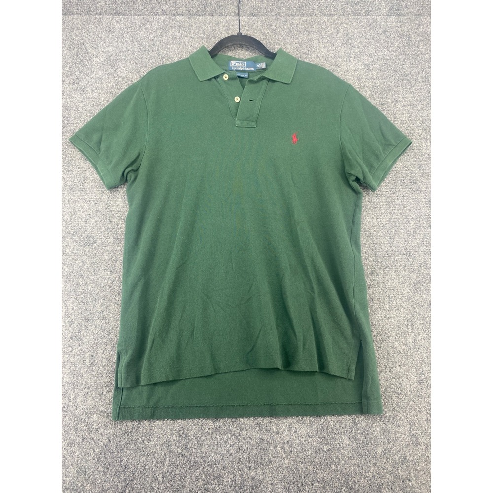 Polo Ralph Lauren Polo Shirt Custom Fit Mens Medium Green Red Pony Short Sleeve
